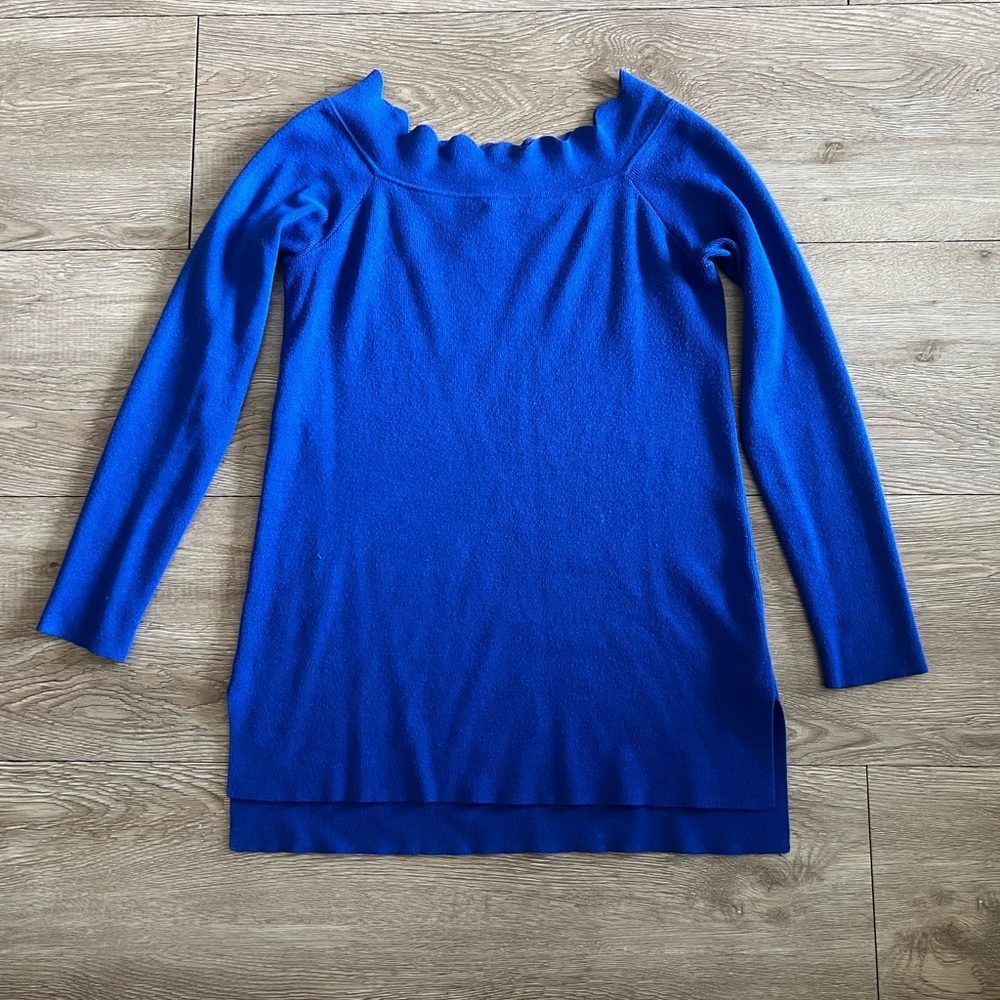 89th & Madison Royal Blue Scalloped Sweater Top